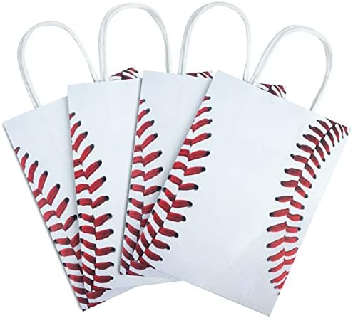 16 peças Baseball Goodie Bags para suprimentos de festas de aniversário de beisebol, lanches de presente de beisebol tratam sacos de festa com alças para crianças adultos decorações de festa temática de beisebol