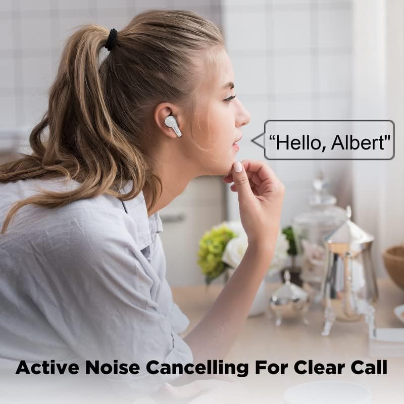 Fones de ouvido sem fio, ruído ativo cancelando fones de ouvido com bluetooth 5.2 - caixa de carregamento portátil - microfone, redução de ruído ativo 8H, fones de ouvido Bluetooth com assistência de voz de jogo de chamada clara