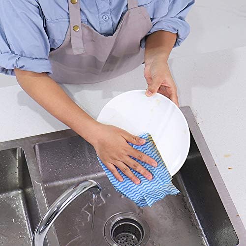 Kmakii 80 pacote de pacote panos descartáveis ​​panos de limpeza reutilizáveis ​​de serviço pesado panos de prato para cozinha, 14 x 21 polegadas - azul
