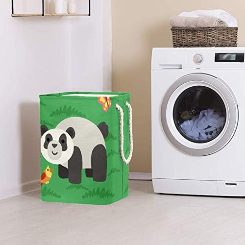 Deyya Green Panda Laundry Baskets cestam altos dobráveis ​​para crianças adultas meninos adolescentes meninas nos quartos Banheiro 19.3x11.8x15.9 em/49x30x40.5 cm