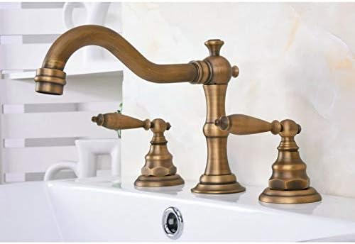 Alavancas duplas de bronze antigo lida com tampas de batedeira de pia de banheiro de 3 orifícios, instalação da pia da pia do banheiro