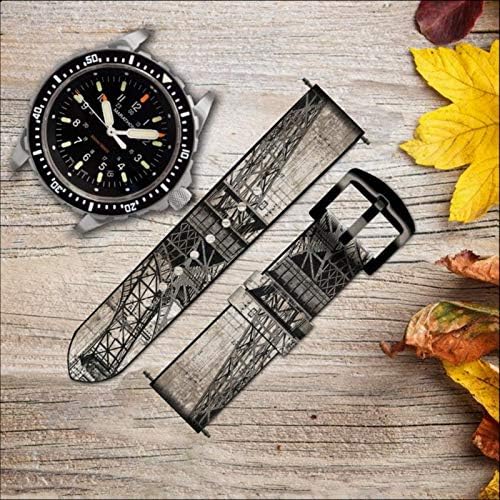 CA0717 EIFFEL TOWER Blueprint Leather & Silicone Smart Watch Band Strap for Wristwatch Smartwatch Smart Watch Tamanho