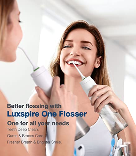 FLOSSOR DE ÁGUA Luxspire sem fio, fio dental portátil com 6 modos Pressão 4, Irrigador oral à prova d'água Recarregável dentes poderosos de dentes orais para casa de dentes de goma profundo, branca