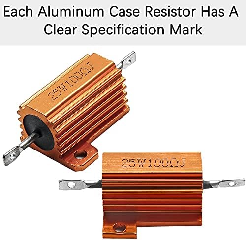 Qjaiune 2 pacote resistor de estojo de alumínio de 25w 100 ohm resistores de arame de carcaça, parafuso Tap Chassis