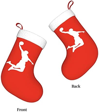 Yuyuy Basketball Christmas Stocking Decoração de férias Lareira pendurada Meias de 18 polegadas