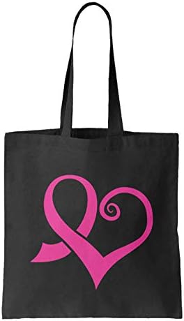 Coração de fita rosa - bolsa de mercearia reutilizável do câncer de mama