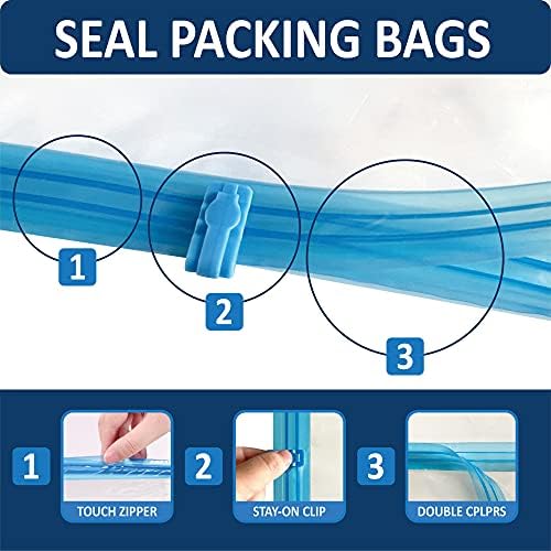 15 sacos de compressão para viajar, enrolar sacos de economia espacial para viajar, economiza 80% do espaço de armazenamento, sacos de compressão de viagem para embalagens e roupas, sem bomba ou vácuo necessário