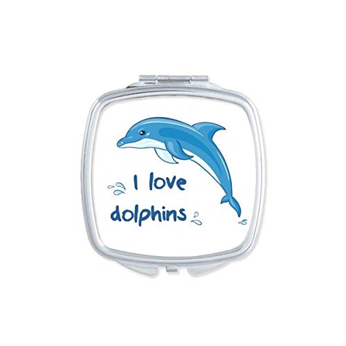 Eu amo golfinhos ilustrar espelho portátil compacto maquiagem de bolso de dupla face de vidro de lados