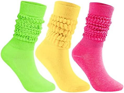 Century Star 3 Pares Slouch Slouch Socks Aquexadores de pernas para mulheres Scrunch Meocks Knit Boot Meocks Long Tube Meias 9-11