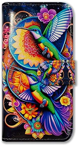 Caso BCOV Galaxy S21 Plus, colorido Hummingbird Mandala Padrão Coloque de couro Caixa Caixa Caixa Caixa de carteira Com Kickstand do Samsung Galaxy S21 Plus/S21+