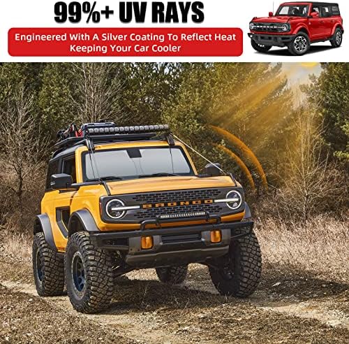 Bronco Windshield Sun Shade com bolsa de armazenamento FIT FORD BRONCO 2021 2022 2023 Material durável 240T Protetor