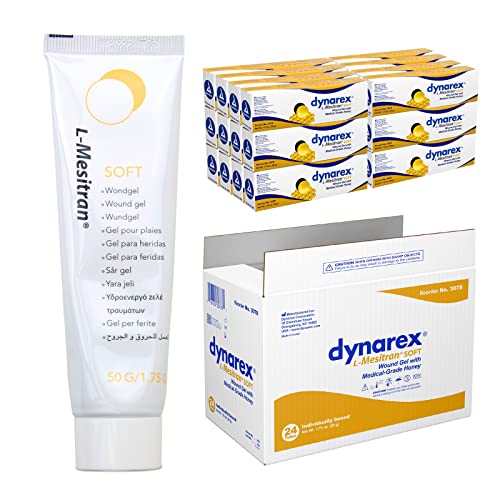 Dynarex Honey L-Mesitran Soft Wound Hound Wel Gel com mel de grau médico, 1,75 onças, 24 contagem