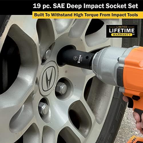 Titan 42319 19 peças 1/2 Drive SAE Deep Impact Socket Set.