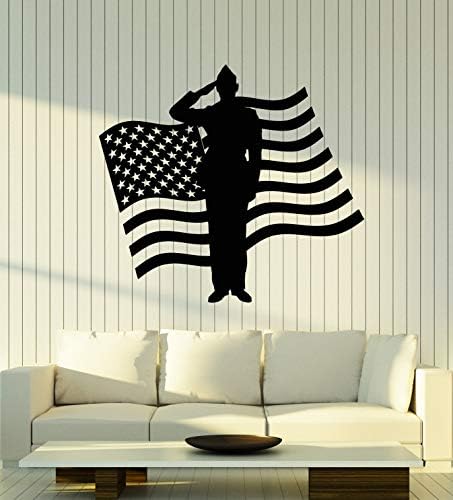 Soldado patriótico da parede de vinil Soldado patriótico adesivos de arte militar mural Decoração grande preta