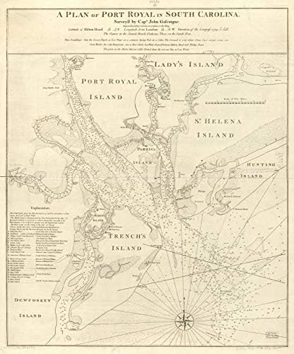 1773 mapa | Mapa de Port Royal na Carolina do Sul | Calibogue Sound | Calibogue Sound, S.C | NA