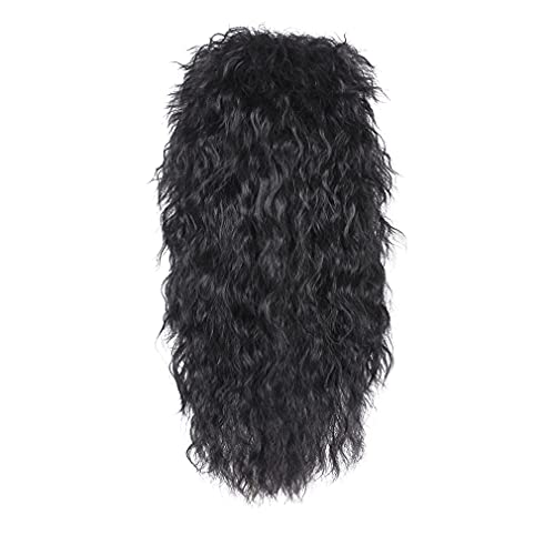 Longo Curly 80s Cosplay Natural Black Wavy WAGS Moda Fashion Rocker Style Wig