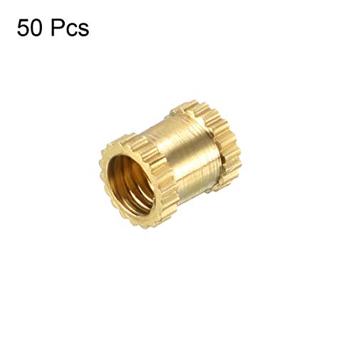 porcas de inserção de inserção uxcell - 50pcs m3 x 5mm l x 4mm od rosca feminina bronze inserção de inserção porca de incorporação para impressora 3D