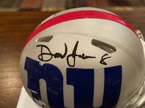 Daniel Jones autografou o New York Giants Amp Mini Capacete Testemunha JSA 2 - Mini capacetes da NFL autografados