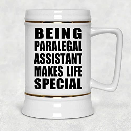 Designsify Ser Paralegal Assistente torna a vida especial, 22 onças de cerveja caneca de tanque de cerâmica com alça