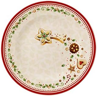 Villeroy & Boch Winter Bakery Delight Salad Plate, porcelana, multicolor, 21,5 x 22,6 x 7,6 cm, café da manhã, estrela de tiro, 6 unidades