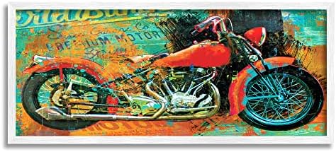 Stuell Industries Bold Abstract Collaged Red Motorcycle Textrokes, design de Porter Hastings