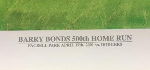Barry Bonds Giants assinaram 500 hr Litho Photo Mint Bonds Autograph Holo CoA 35x19 - MLB autografado Art