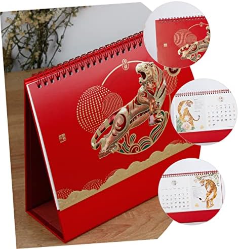 Ano do quintal do calendário do tigre Decoração chinesa Decoração de decoração Chinoiserie 1pc 2022 Planejador calendário calendário