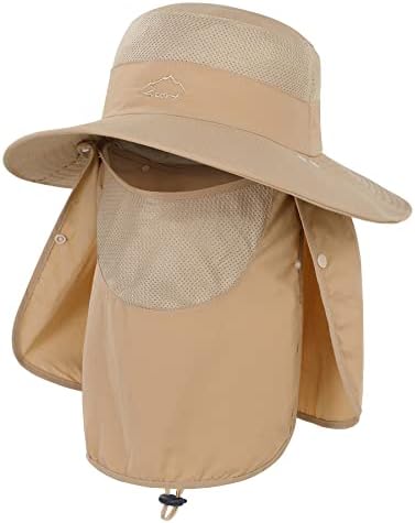 Zando Chapéu de pesca para homens e mulheres, chapéus de sol ao ar livre para homens com proteção contra UV Chapéu largo com aba do pescoço e cobertura