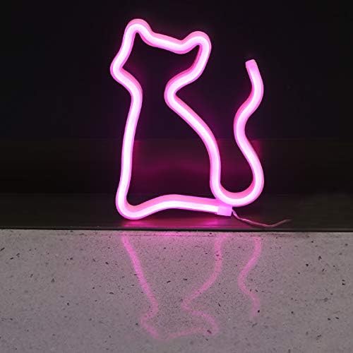 Sinais de neon de gatos sinais de neon para decoração de parede letrações LED para a bateria de parede do quarto ou iluminação usb luminária de acrílico signo de luz de neon para festa de aniversário de aniversário da sala de estar do quarto das crianças, rosa