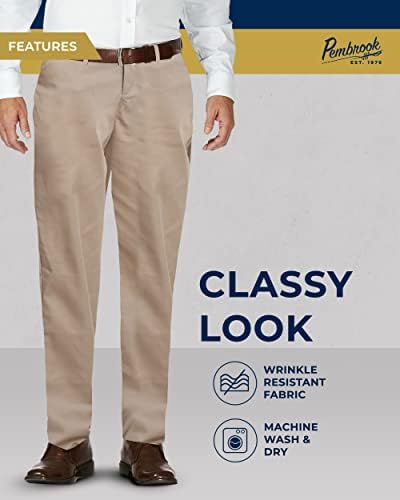 Calças de cintura elástica de Pembrook Mens para idosos - calças de homens adaptáveis ​​para idosos com zíper e botão
