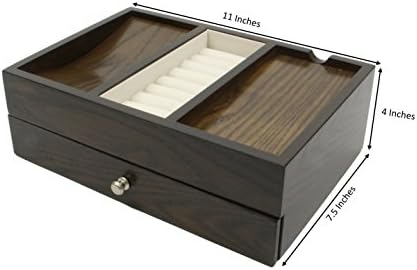 DecoreBay Executive Mens Oak Wood Galet Storage Organizer Box de joalheria masculina