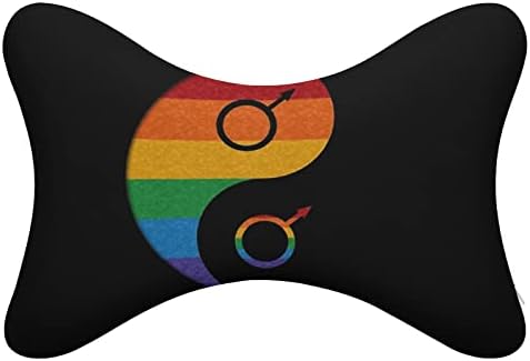 Yin e Yang Pride Gay Pride 2pcs Carconha travesseiros de pescoço respirável Auto Cushion Cushion Fillow de assento de
