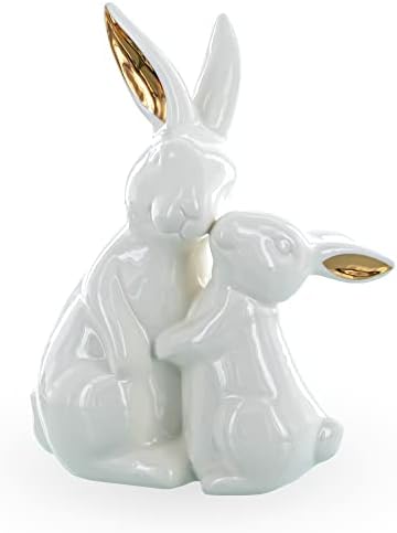 Bestpysanky Mãe e Baby Bunny Cerâmica Decorativa de Páscoa estatueta