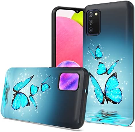 Caso FCCLSS para Samsung Galaxy A03S, Case Galaxy A03S Slim Fit Soft TPU Crystal Black Caso Butterflyl, Proteção