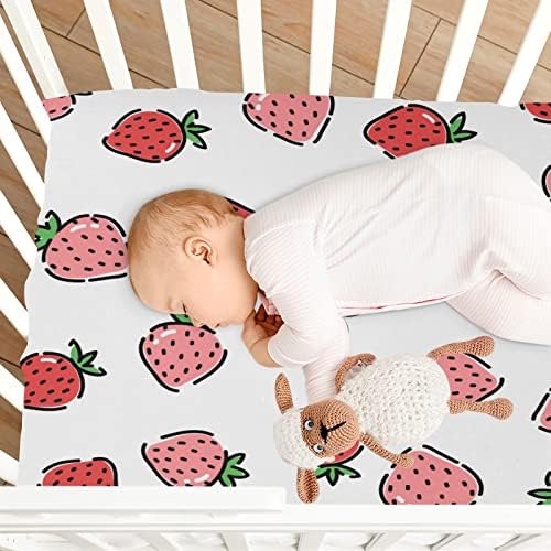 Blueangle Red White Strawberry Berço Folhas de berço, lençóis de berço de bebê Ultra para meninos, Snug Cettled Bedding Bedding