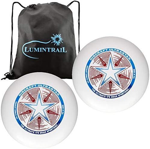 Discraft 175g Ultimate Frisbee Disc Ultra Star 2 Pack Pacote com uma bolsa de cordão de lumintrail
