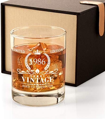 Triwol 1986 Presentes de 37º aniversário para homens, Glass de uísque vintage 37 Presentes de aniversário para pai, filho, marido,