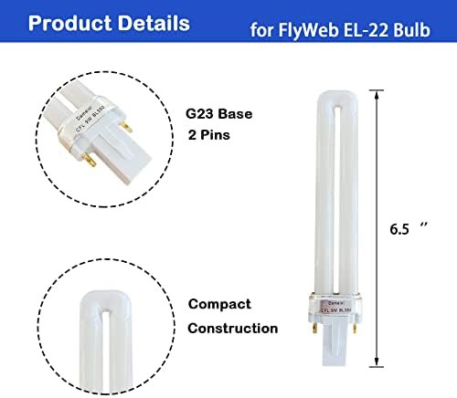 Dameiol 4 pacote FlyWeb El-22 Bulbo de substituição de luz clássica, CFS 9W BL350 CLASSIC BULL, FIT LUPLS MODELO #13801, FW-9, VEYOFLY VF02