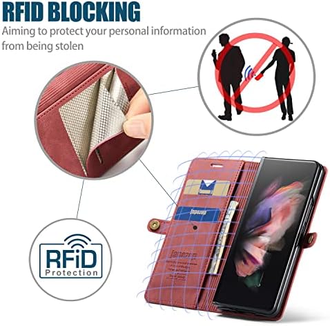 Samsung Galaxy Z dobra 3 estojo com o suporte de caneta, Galaxy Z Fold 3 Caixa de carteira com suporte de bloqueio de RFID