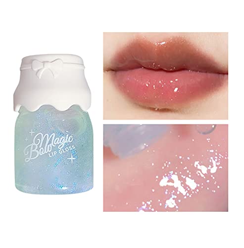 Brilho labial com glitter para meninas bowknotk leite jare bálsamo hidrato e hidrata a pele e a banda de luz de água é fina e brilhante