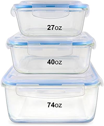 Conjunto de recipientes de armazenamento de alimentos de vidro, recipientes de vidro de tamanho grande com tampas, frascos