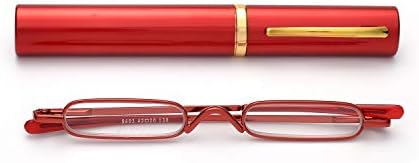 Zuvgees fácil Carry Mini Compact Slim Reading Glasses - Leitores portáteis de peso leve com estojo de tubo de clipe de