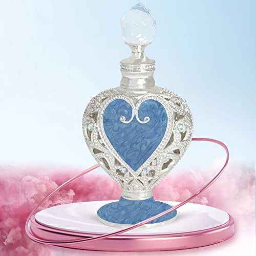 Jóias de vidro de vidro vintage garrafa de coração esmaltado em forma de perfume de perfume de perfume de perfume de perfume （azul） azul）