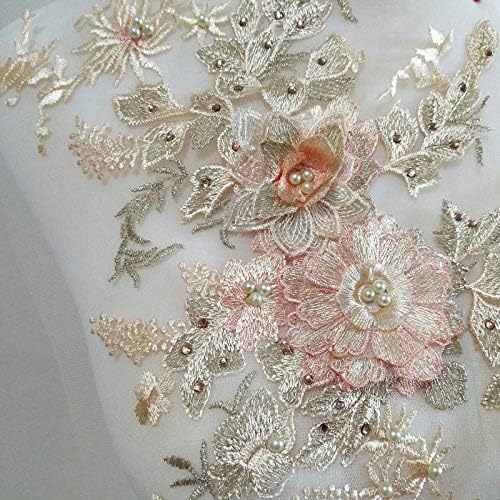 Bordado Pearl Drivado a quente Divisão tridimensional Apliques de renda de flores 3D Vestido de noiva/vestido de desempenho/acessórios de vestido/fantasia