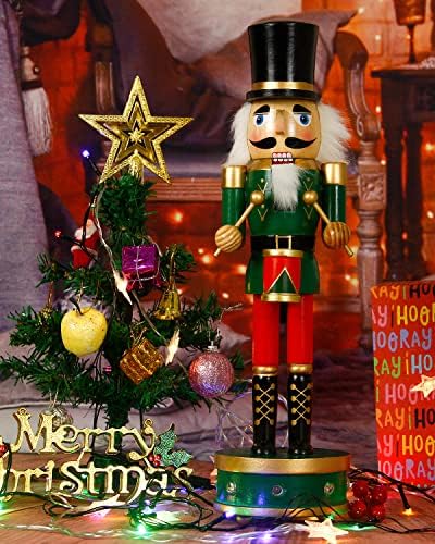Decorações de Natal de Holyhom Nutcracker, 15 polegadas de madeira tradicional rei Soldier, decoração festiva de Natal para