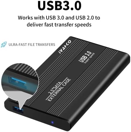 IVAHCO 750GB 2,5 polegadas Ultra Slim Portátil Drive rígido portátil USB 3.0 HDD Storage Compatível para PC, Mac, Desktop, Laptop, Xbox,