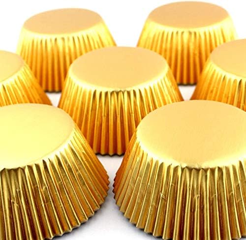 Eoonfirst Gold Foil Metallic Cupcake Case Liners Wrappers Baking Muffin Paper Cups 198 Pcs