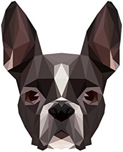 Boston Terrier, placa de cerâmica da lápide com a imagem de um cachorro, geométrico
