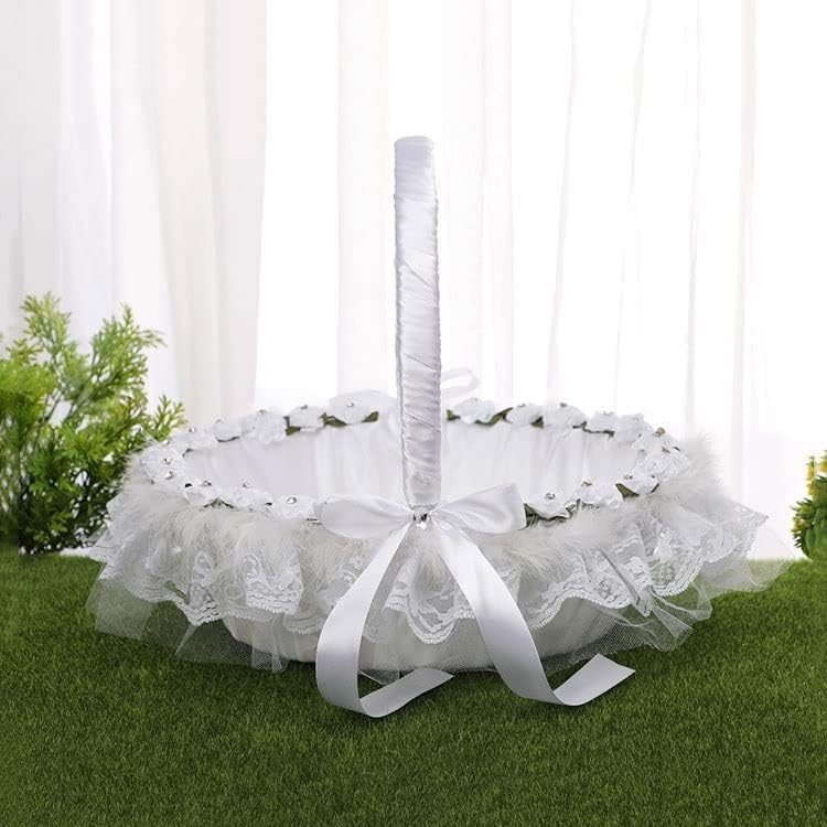 Doubao White Wedding Flower cesta de renda de cesta de cesta de flores portátil portátil Delicado Flor Baskets Supplies de festa