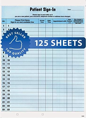 Tabbies Formulários de etiqueta de entrada do paciente, formulário de 8-1/2 x 11, azul, 23 rótulos/folha, 125 folhas/pacote,